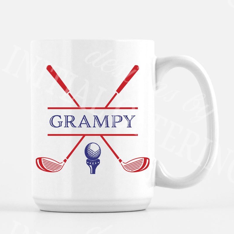 Golf Clubs in Navy and Red Mug