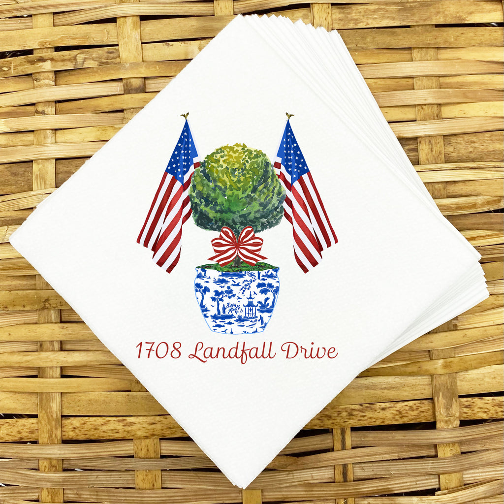 Patriotic Topiary Napkins and Guest Towels