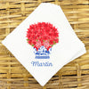 Poinsettia in Blue Planter Napkins and Guest Towels