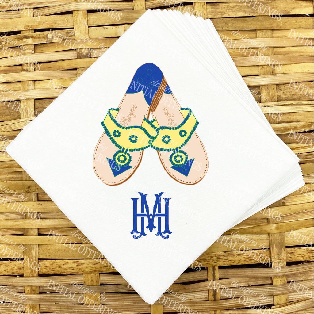 Yellow and Navy Jacks Napkins and Guest Towels