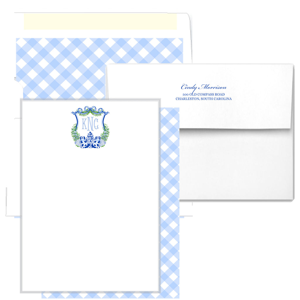 Blue Staffie Crest Notecards