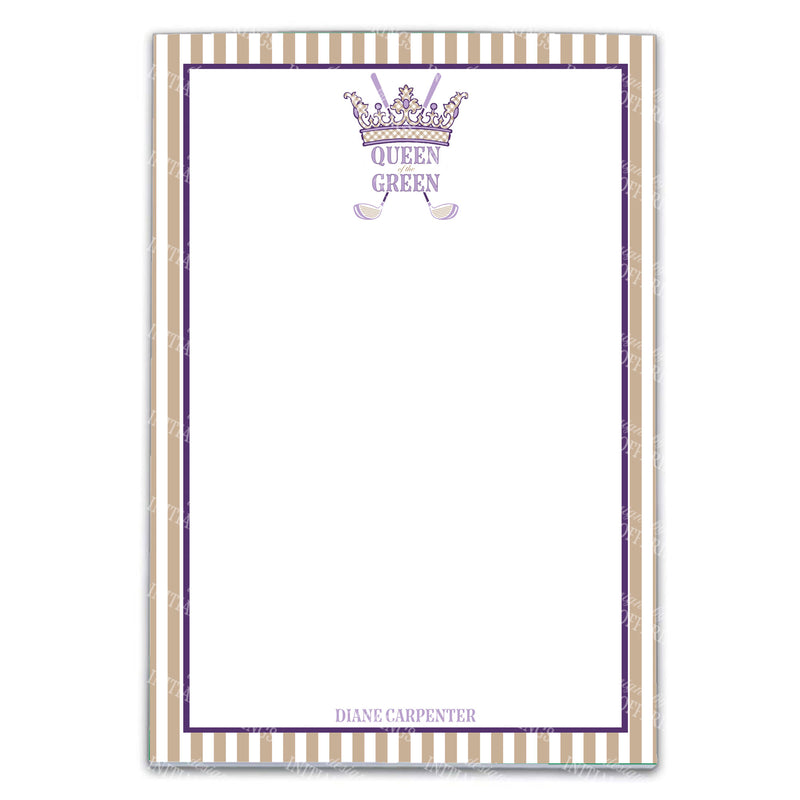 Lavender and Khaki Queen of the Green Notepad