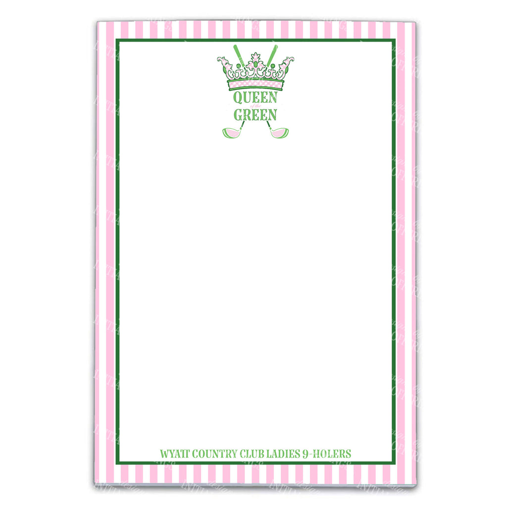 Pink and Green Queen of the Green Notepad