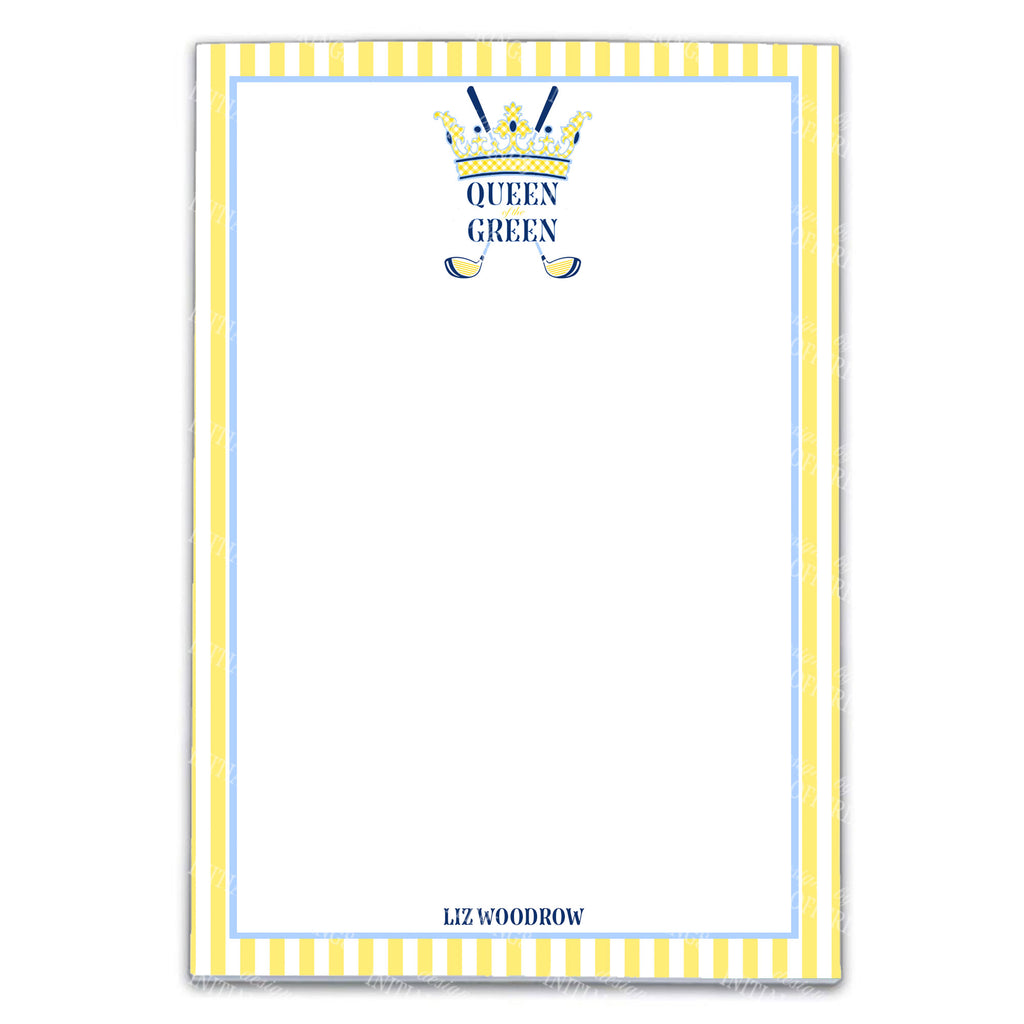 Navy and Yellow Queen of the Green Notepad