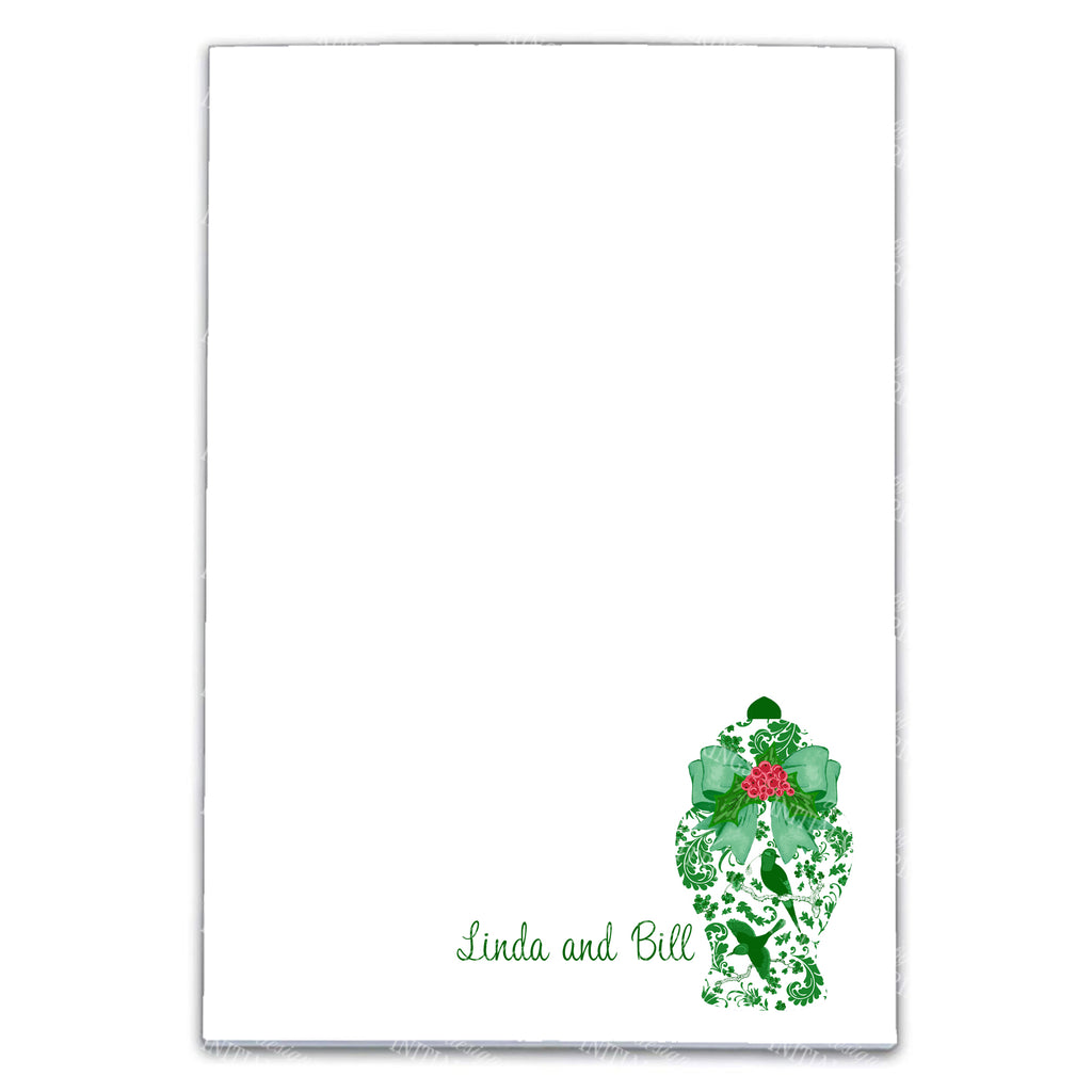 Emerald Holiday Ginger Jar Notepad