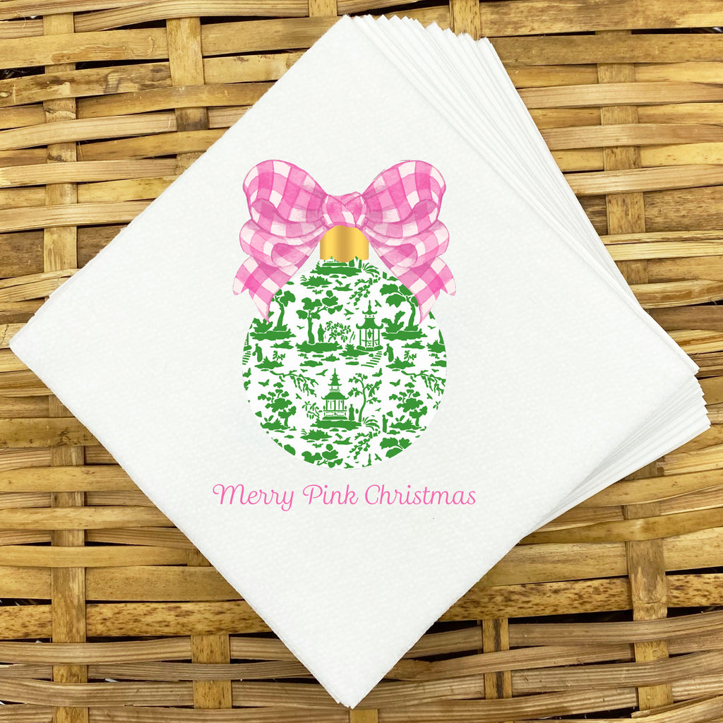 Pink and Green Ornament Napkins and Guest Towels