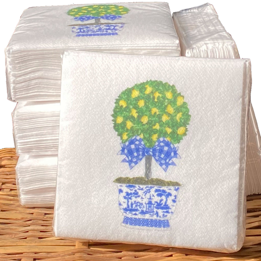 Lemon Topiary Full Color Beverage Napkins - QUICK SHIP WHILE SUPPLIES LAST