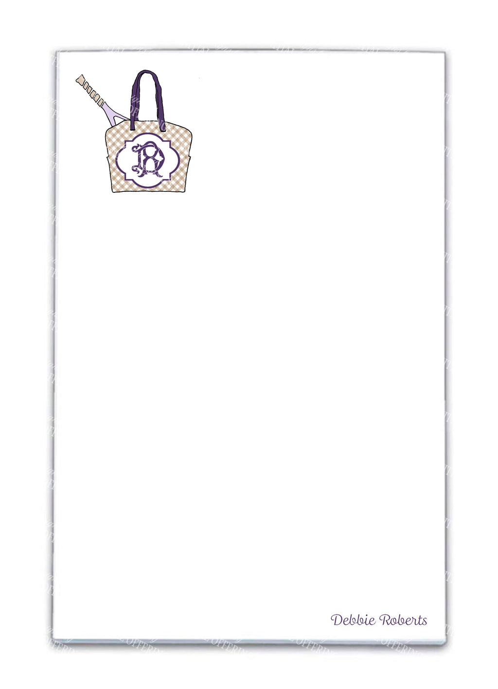 Lavender and Khaki Tennis Bag Notepad
