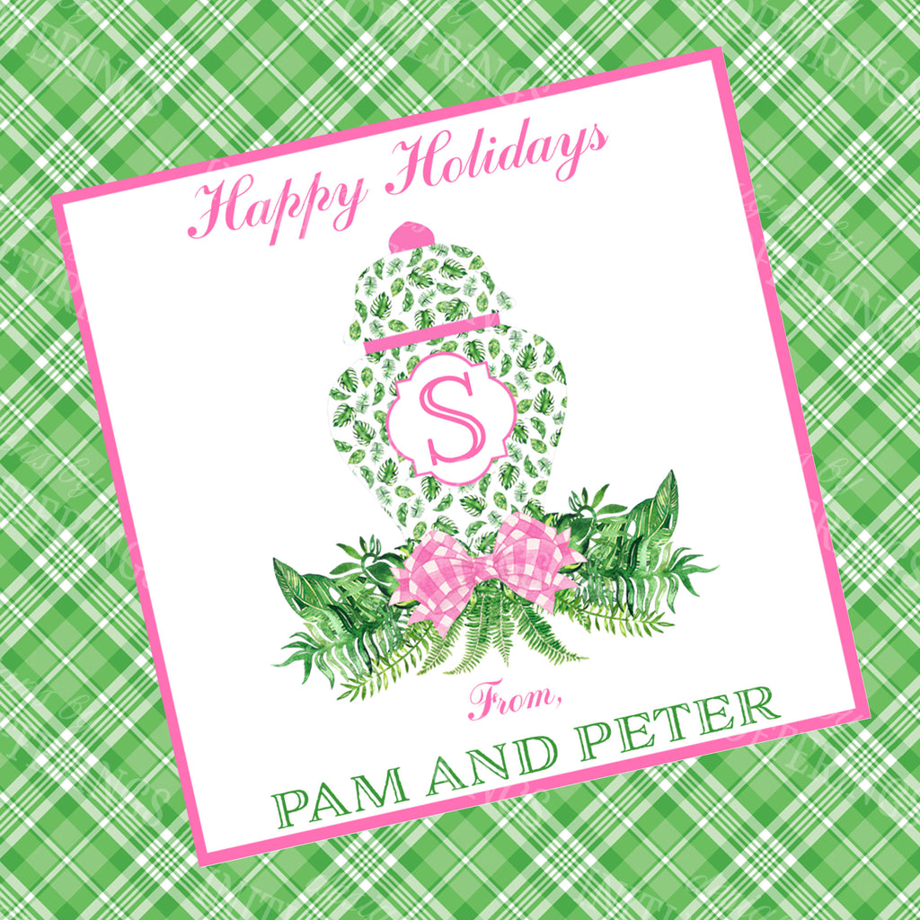 Palm Leaf Ginger Jar Swag Gift Enclosure Card
