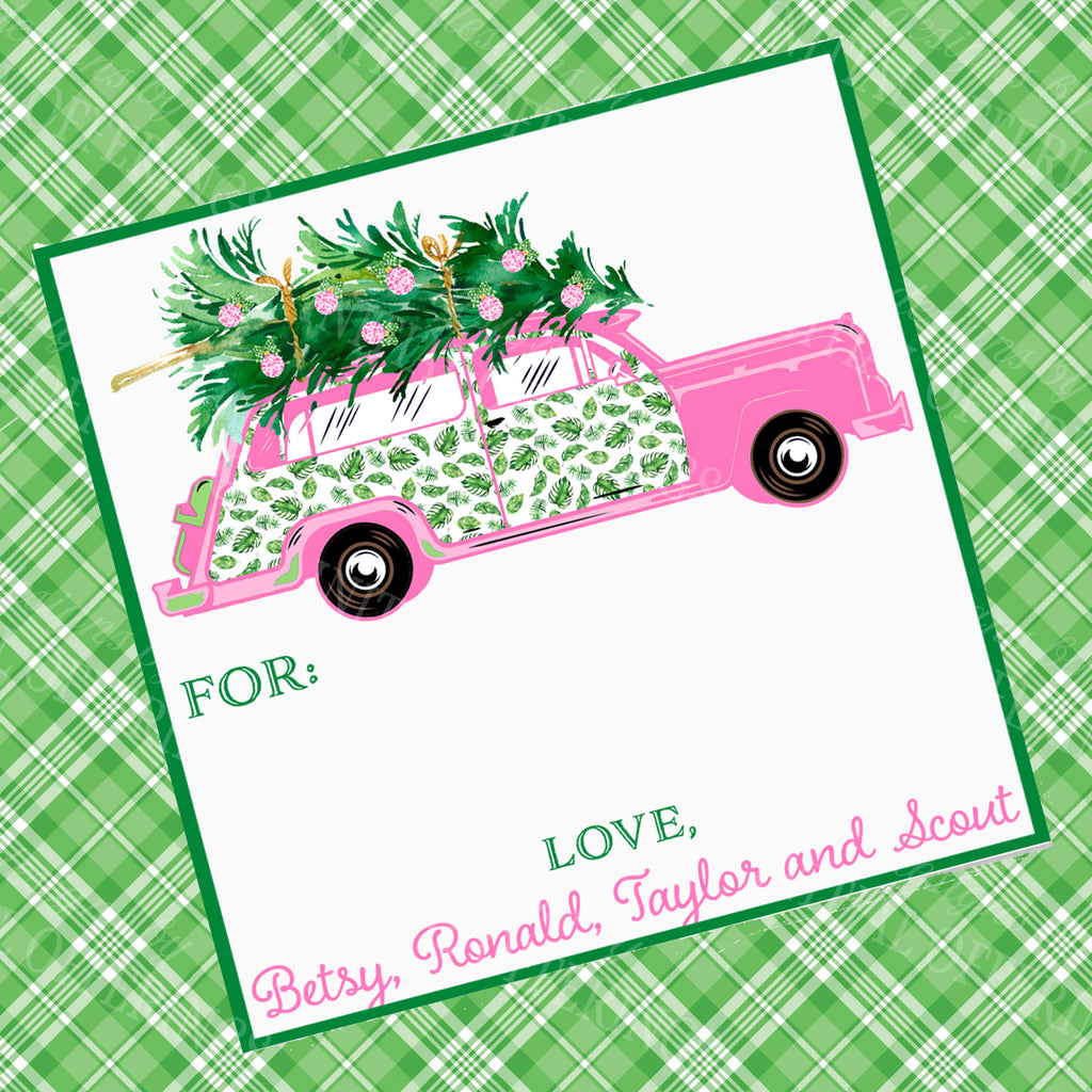 Palm Leaf Woody Wagon Gift Enclosure Card