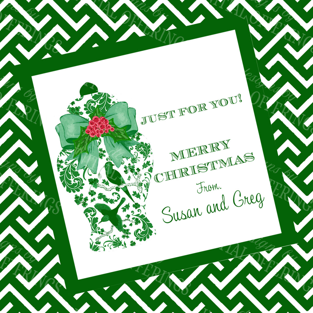 Emerald Holiday Ginger Jar Gift Enclosure Card