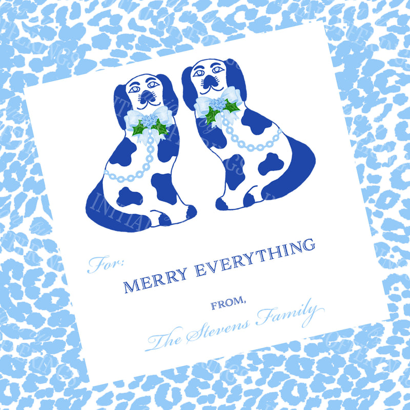 Blue Holiday Staffordshire Spaniels Gift Enclosure Card