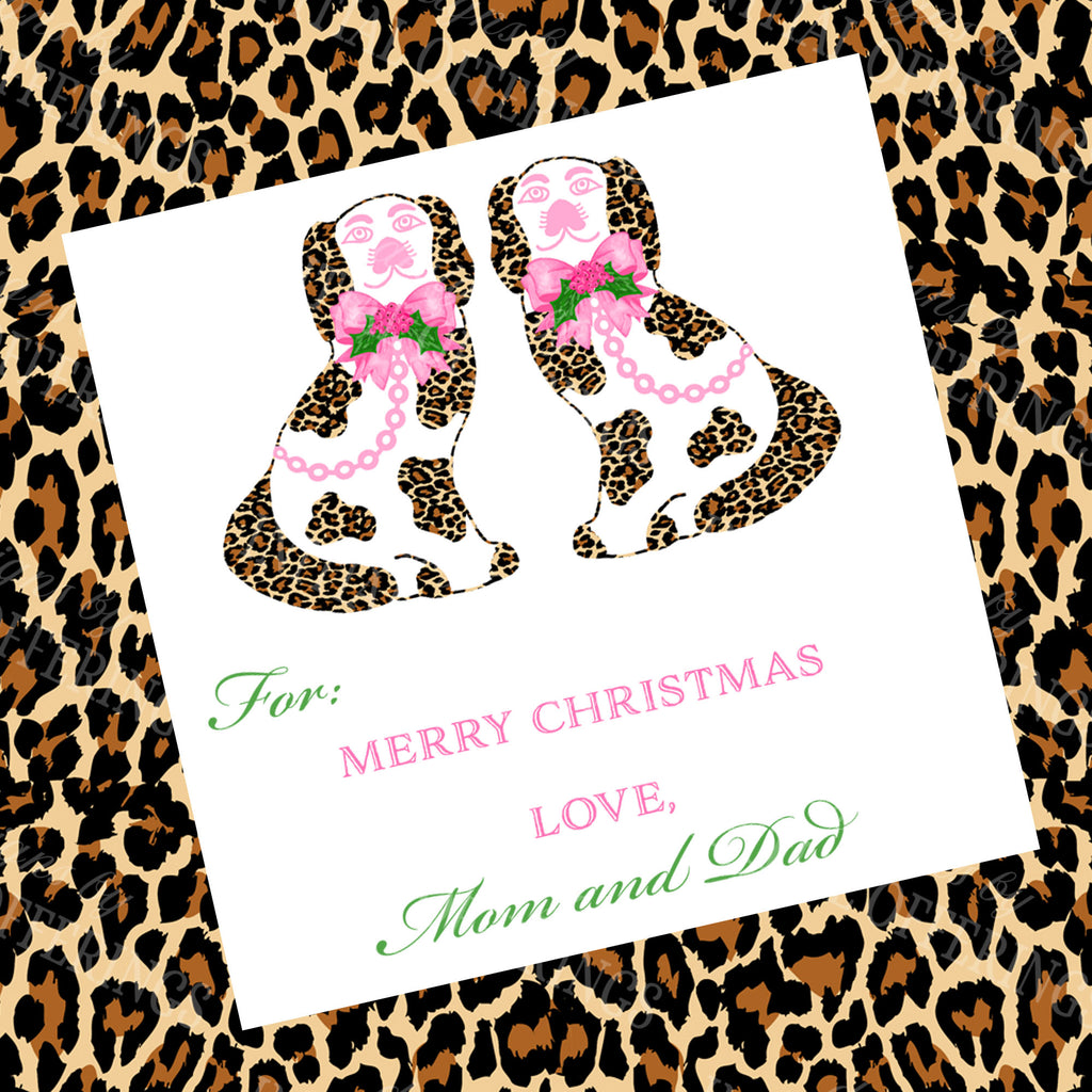 Leopard Print Holiday Staffordshire Spaniels Gift Enclosure Card