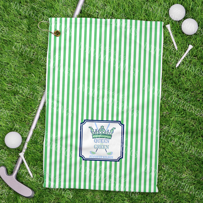 Green and Blue Queen of the Green Sport Golf Towel