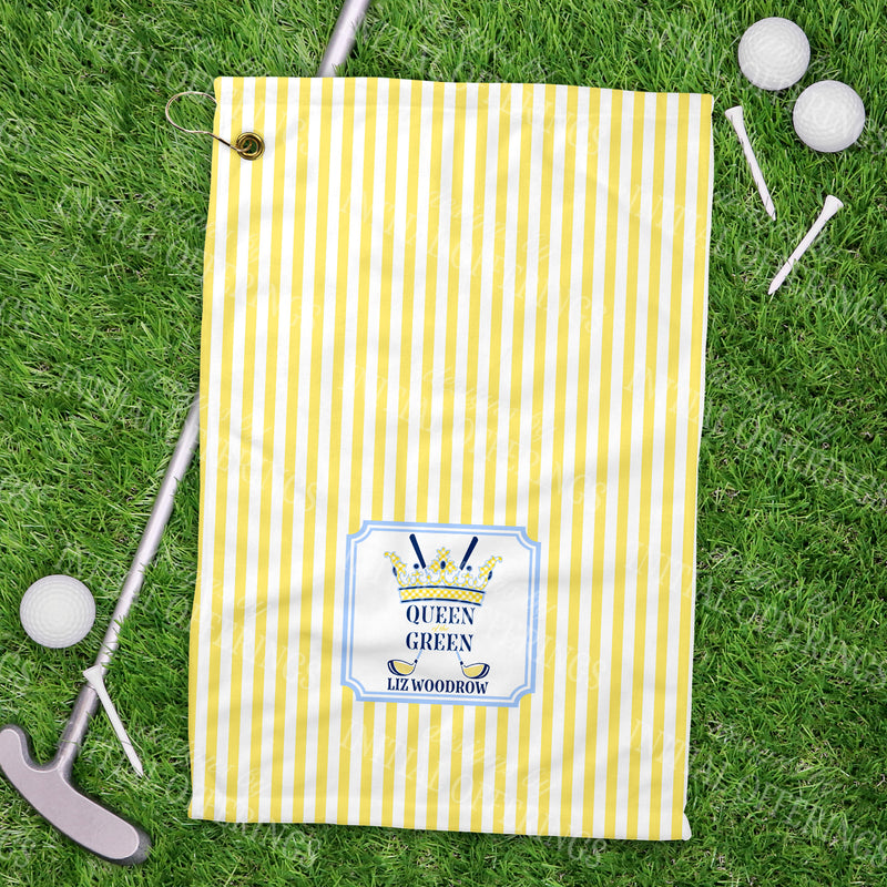 Navy and Yellow Queen of the Green Sport Golf Towel