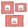 Red and Blue Pagoda Toile Stag Head Swag Acrylic Tray in 3 Sizes
