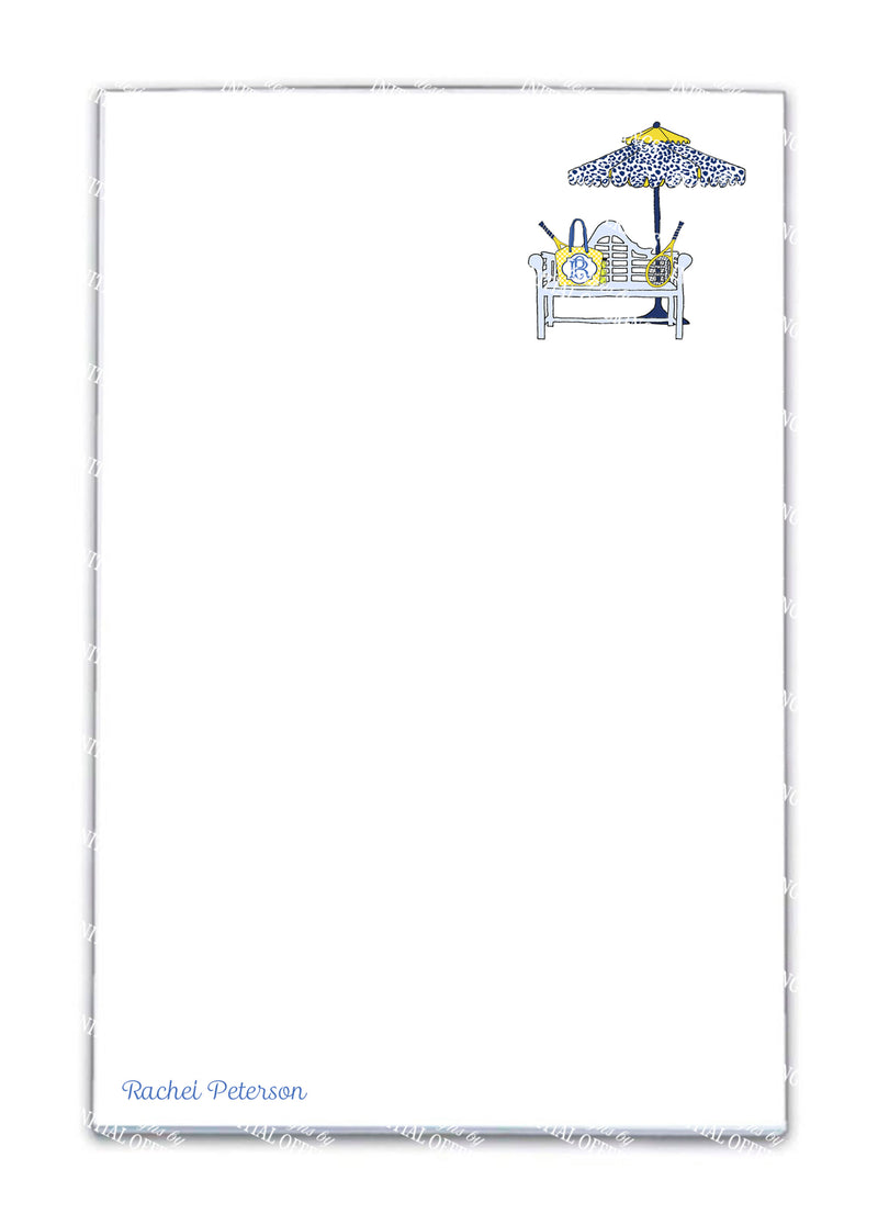Navy and Yellow Tennis Bench Notepad