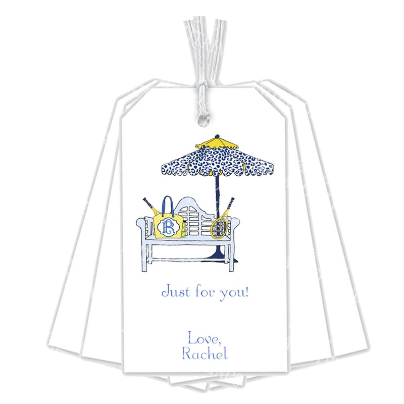 Navy and Yellow Tennis Bench Gift Tags