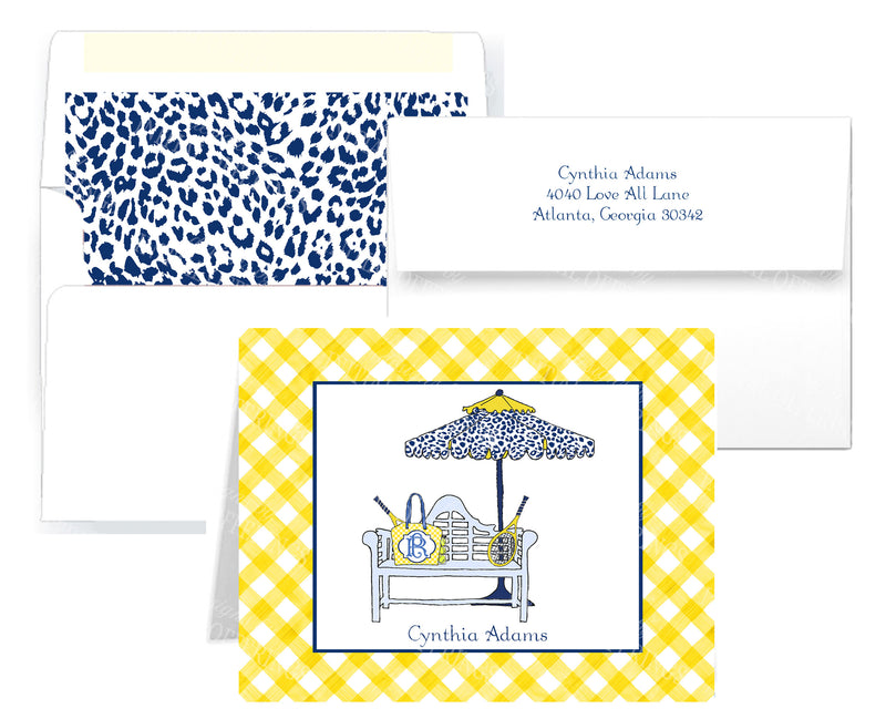 Navy and Yellow Tennis Bench Notecards