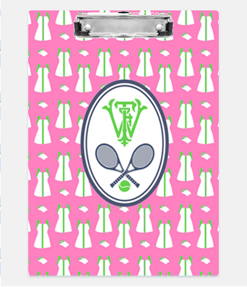 Tennis Dress Repeat Pink and Green Clipboard