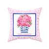 Pink Peonies in Blue Planter Pillow