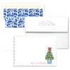 Red and Blue Christmas Tree Scalloped Notecards