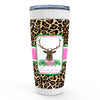 Leopard Print Stag Head Swag with Pink Bow Viking Tumbler