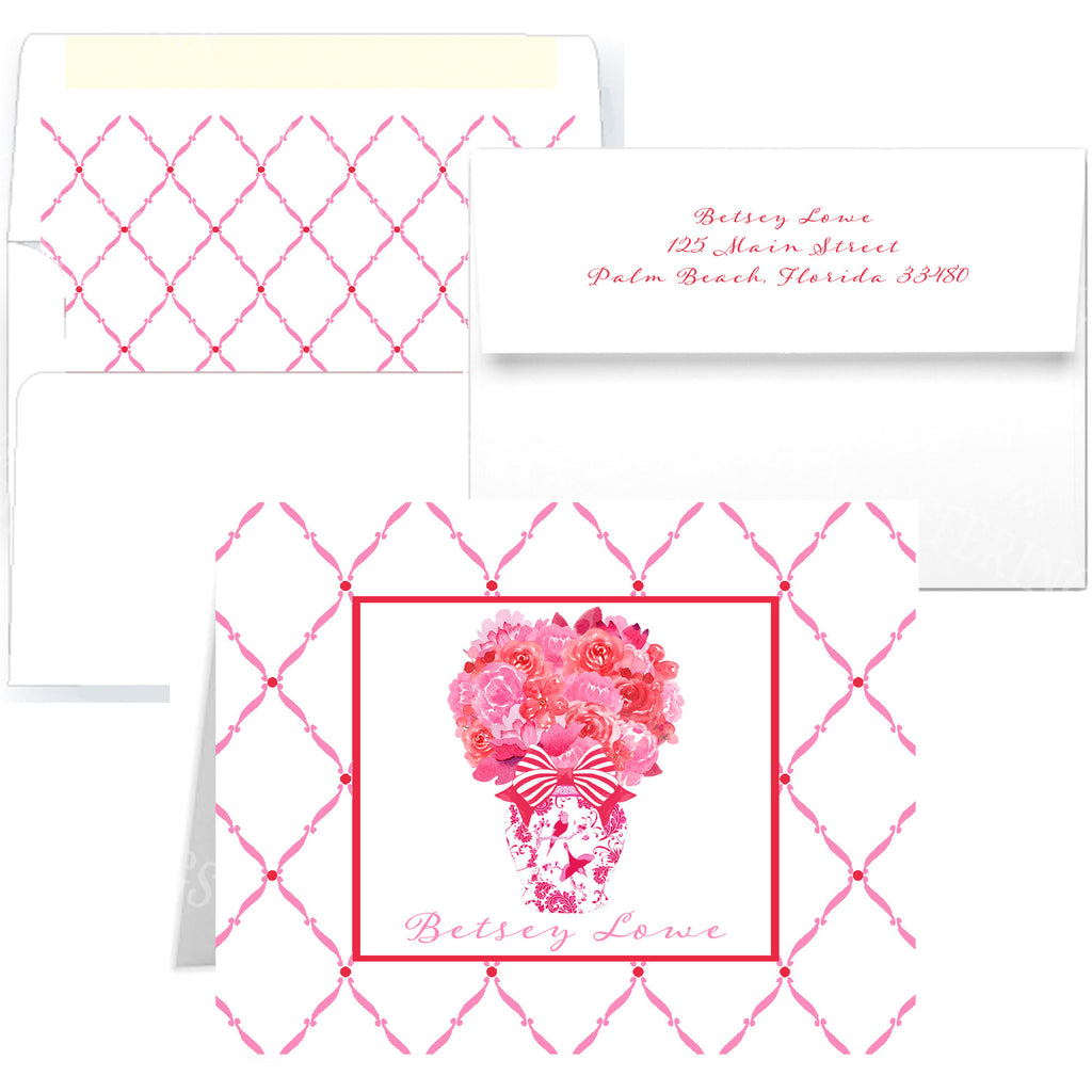 Pink and Red Bouquet Notecards