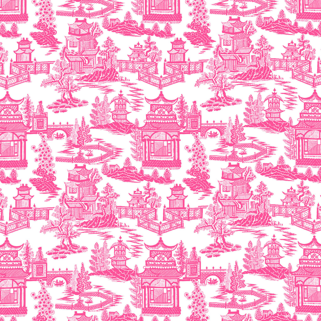 Bright Pink Chinoiserie Toile Gift Wrap Paper