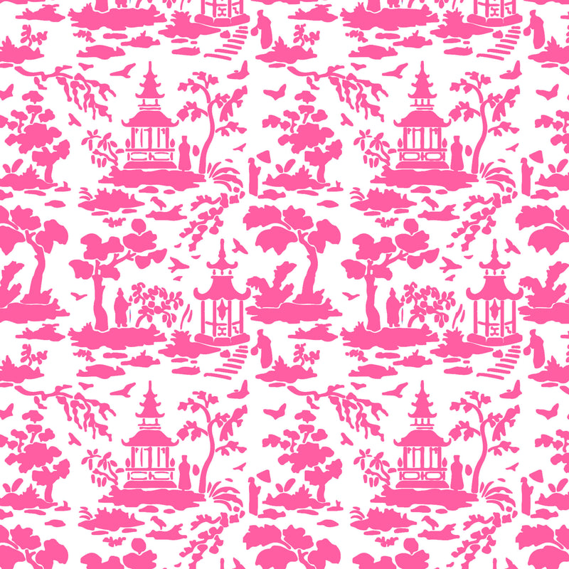 Pagoda Toile in Pink Gift Wrap Paper - Quick Ship