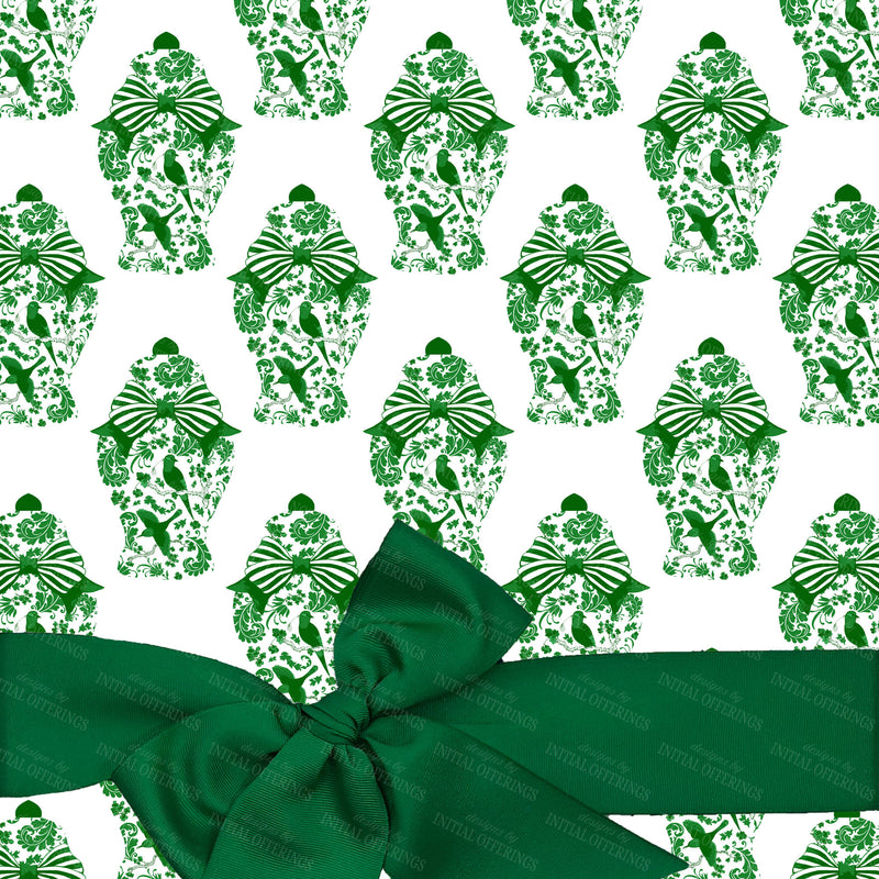 Emerald Ginger Jar Gift Wrap Paper