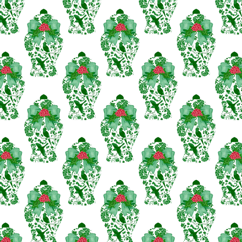 Emerald Holiday Ginger Jar Gift Wrap Paper