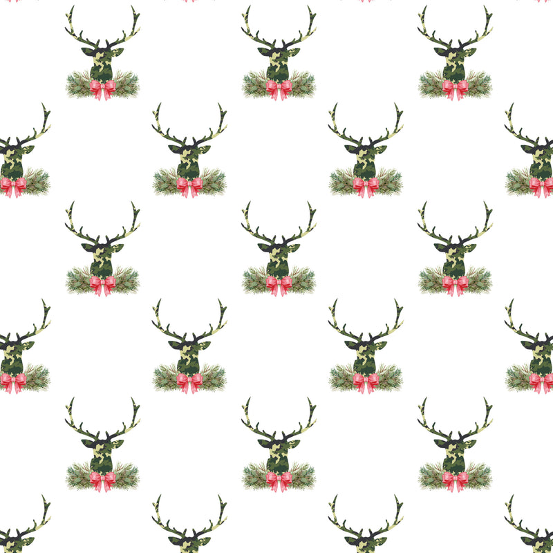 Green Camo Stag Head Swag Gift Wrap Paper