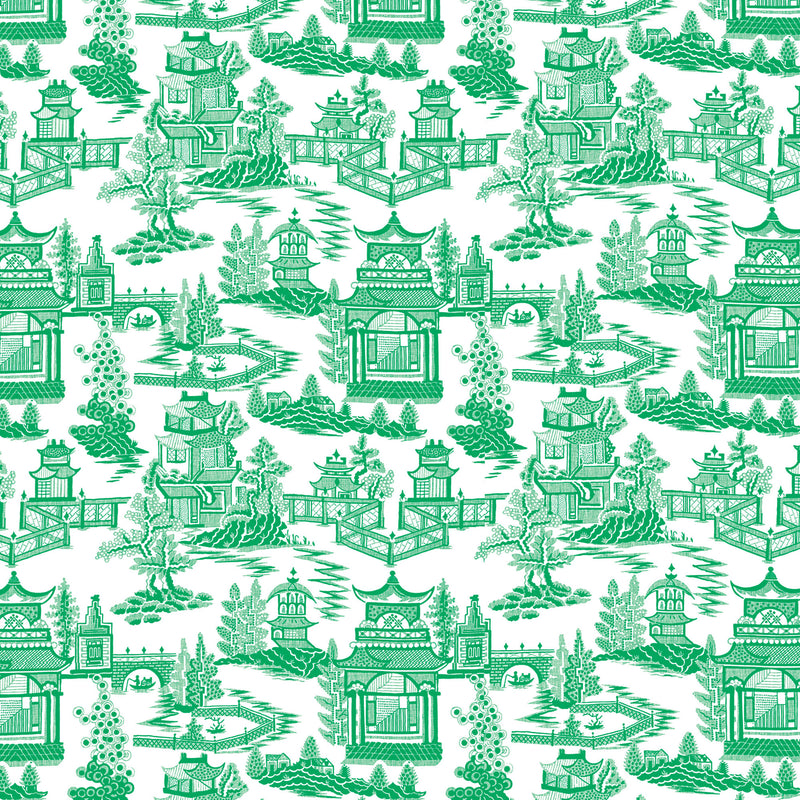 Green Chinoiserie Toile Gift Wrap Paper