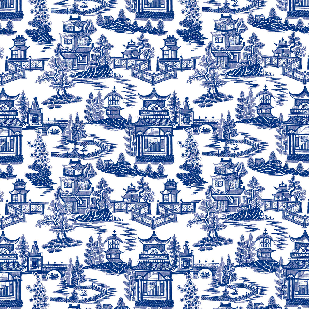 Blue Chinoiserie Toile Gift Wrap Paper