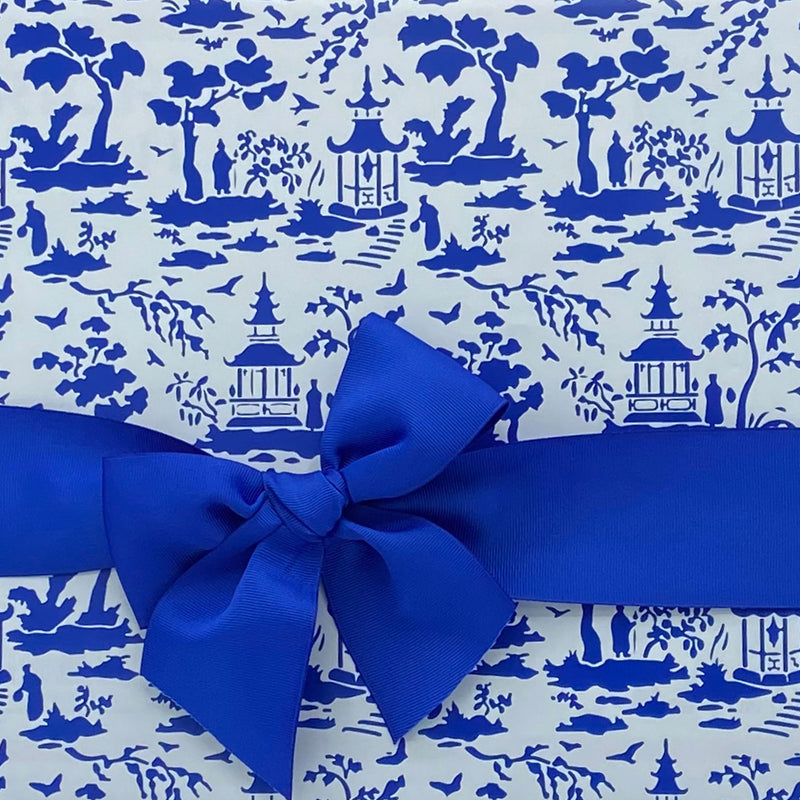 Blue Pagoda Toile Gift Wrap Paper