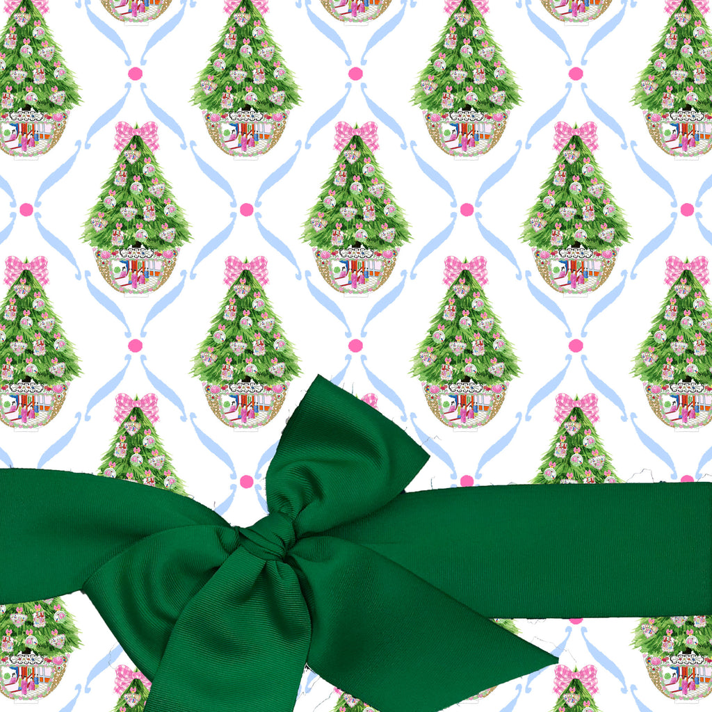 Famille Rose Medallion Inspired Christmas Tree Gift Wrap Paper