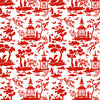 Red Pagoda Toile Gift Wrap Paper
