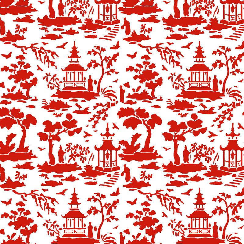Red Pagoda Toile Gift Wrap Paper