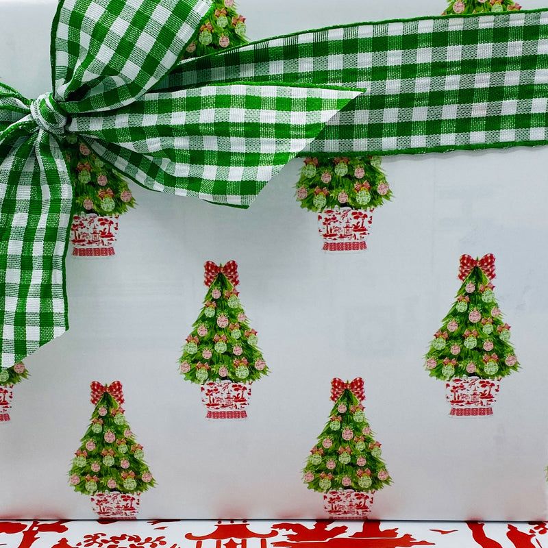 Red and Green Christmas Tree Gift Wrap Paper