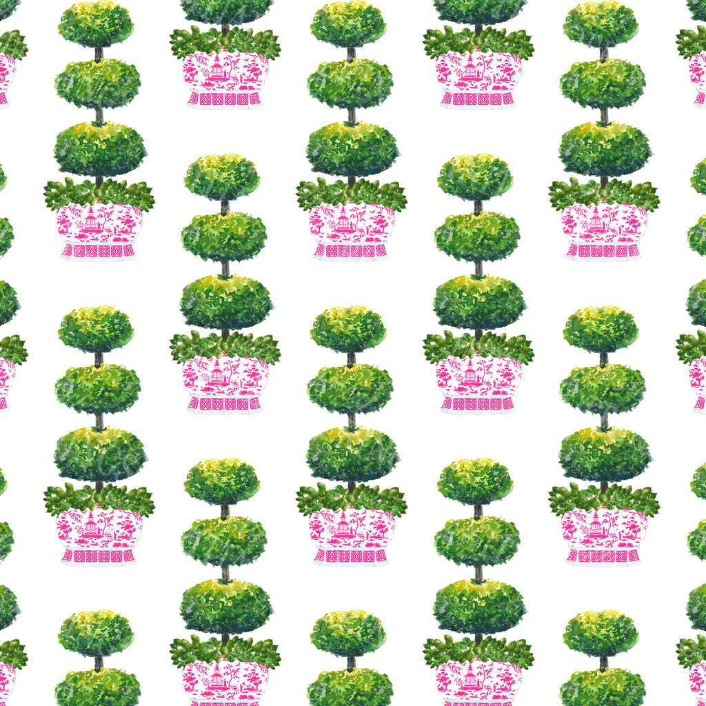 Triple Topiary in Pink Planter Gift Wrap Paper