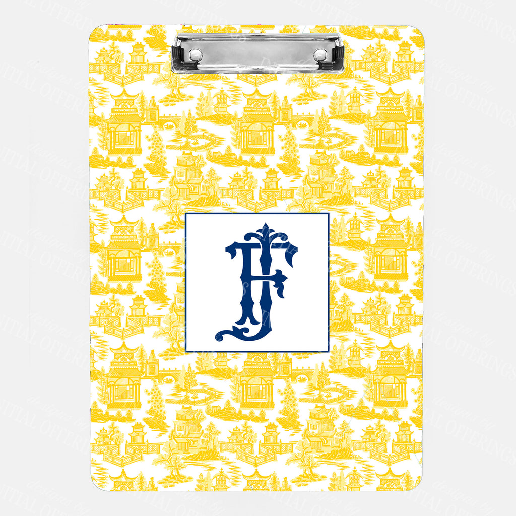 Pagoda Chinoiserie Yellow with Navy Clipboard